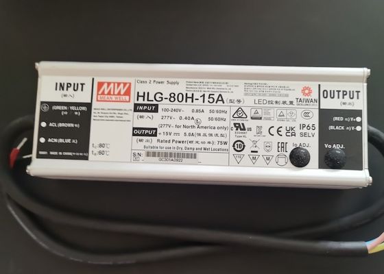 MEAN WELL HLG-80H-15A 75W 15V 5A IP65 LED Driver Σταθερή τάση και σταθερό ρεύμα LED Τροφοδοτικό