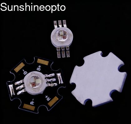 3W RGB υψηλής ισχύος LED δίοδος εκπομπής φωτός με γωνία δέσμης 120 μοιρών και σχέδιο αστεριού