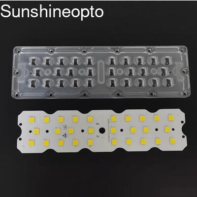 100W 12PCS 7070 LED PCB Board με 158×103° Τύπος II Οπτική LED Λινσα Οδική Εφορία