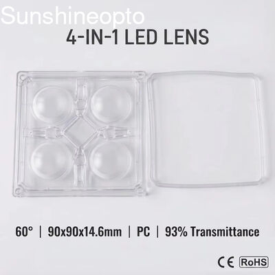 Οπτικός φακός LED υπολογιστή 90×90 mm με γωνία δέσμης 60° για βιομηχανικά φώτα υψηλής στάθμης