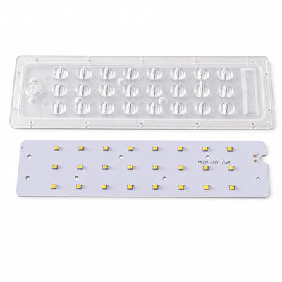 Κάλυμμα μονάδας LED Street Light 24W 45×143 μοιρών Ασύμμετρος οπτικός φακός υπολογιστή με πλακέτα PCB LED SMD 3535